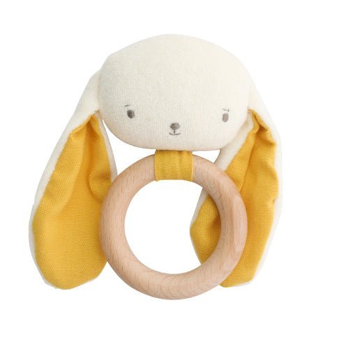 Alimrose bunny teether in yellow. New baby gift!