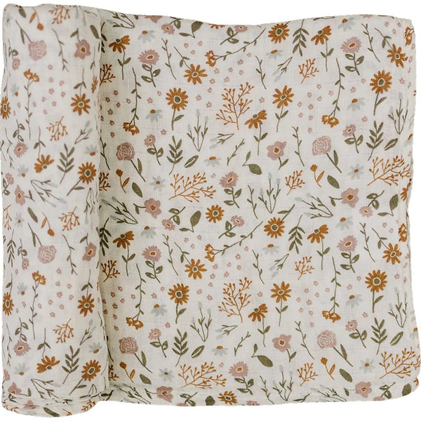 Mebie baby meadows floral swaddle blanket.