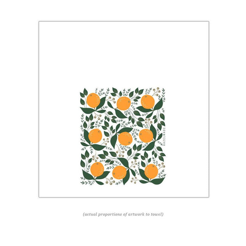 Hazelmade tea towel in winter citrus.